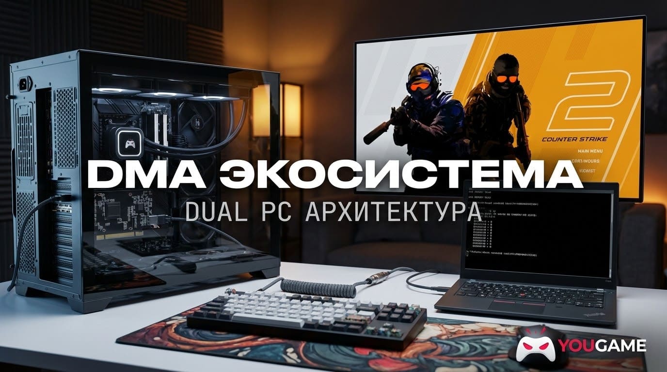 ДМА карта установленная в слот PCIe материнской платы для читов CS2